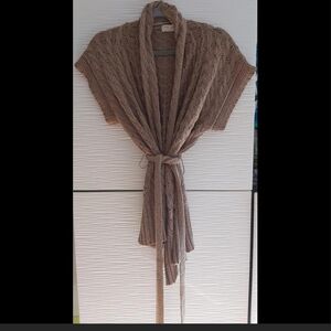 Brown Knit Cardigan with Belt